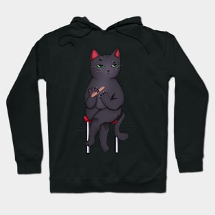 Funny Kawaii Black Cat with Attitude, Love Cats Hoodie